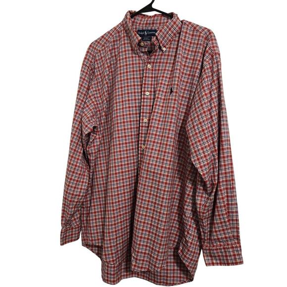 Ralph Lauren Blake Red Plaid Button Down Big and Tall  Large Long Sleeve Shirt - Picture 1 of 8
